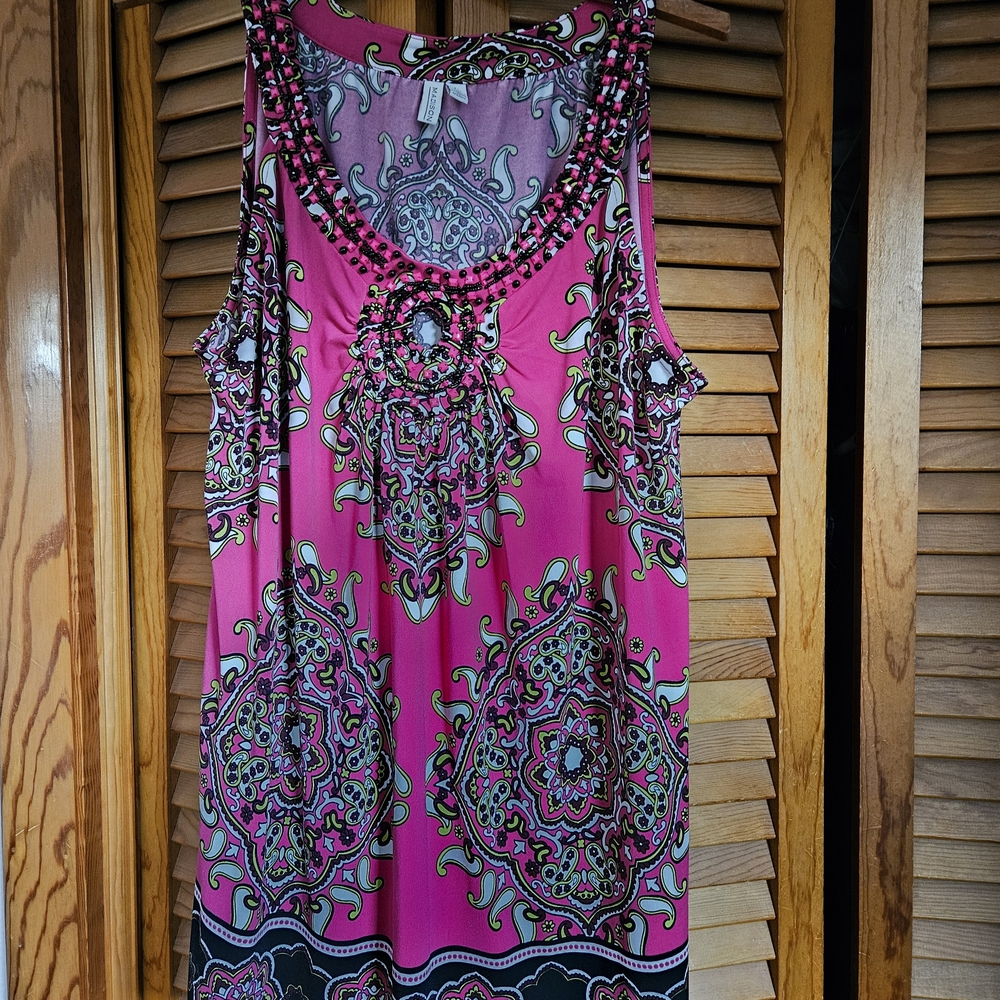 Pink Paisley Sleeveless Blouse